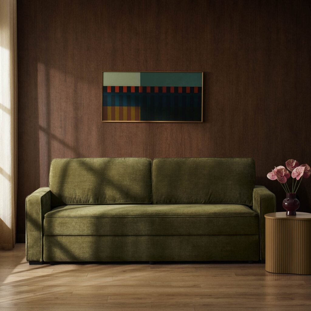 Soho Sofa Bed - Chenille Olive - Green Lane
