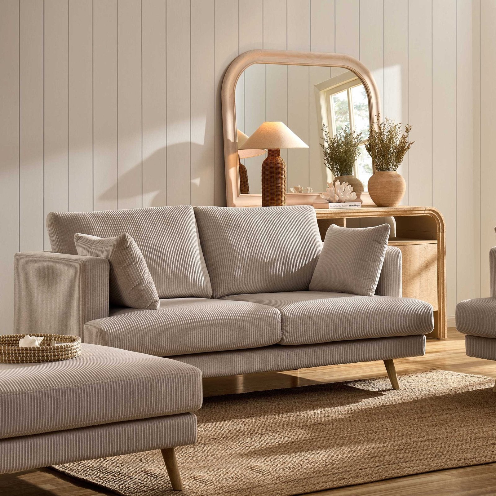 Sweden 2 Seater Sofa - Rib Ecru
