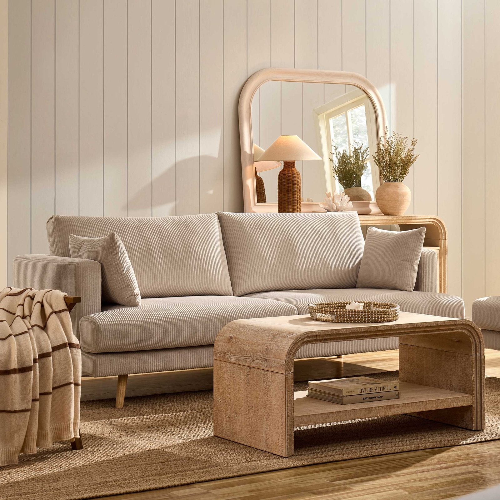 Sweden 3 Seater Sofa - Rib Ecru