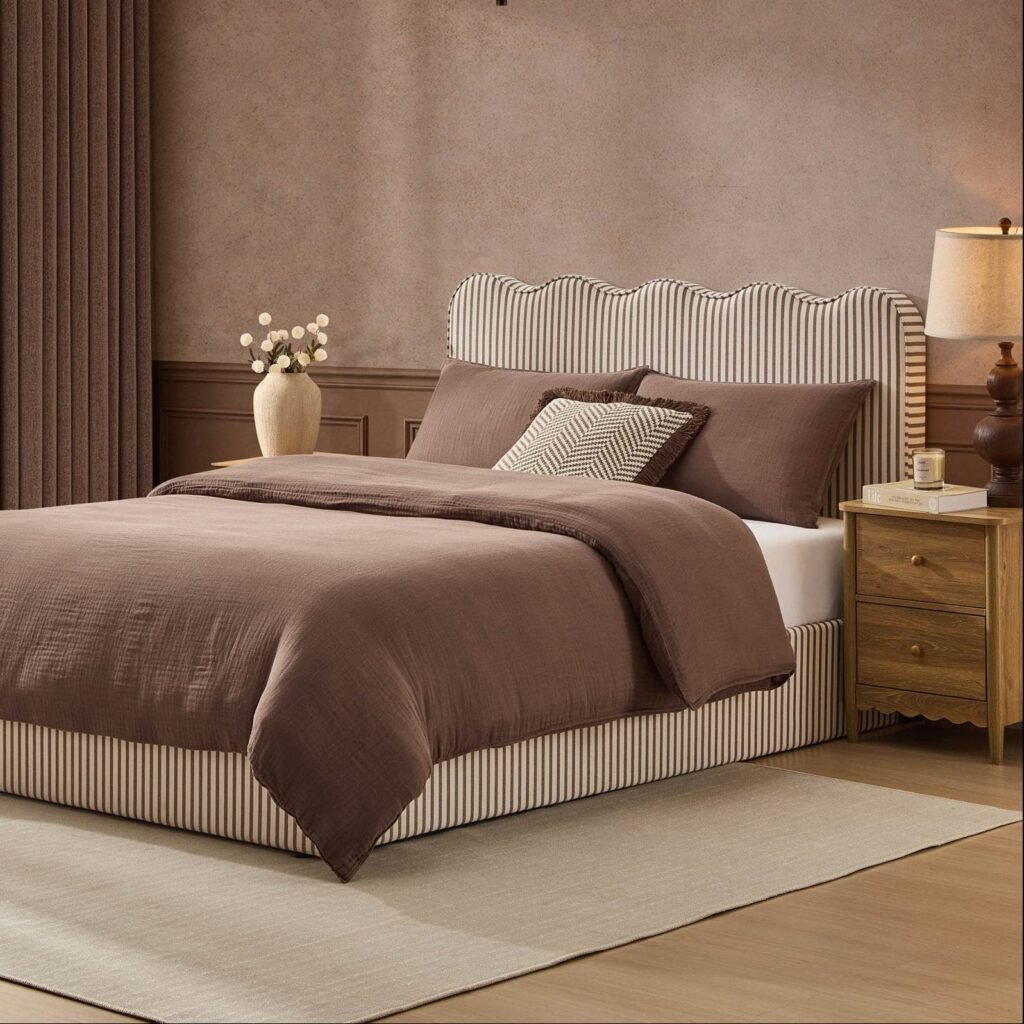 Wavy Ottoman Storage Bed - Chocolate Stripe - Green Lane