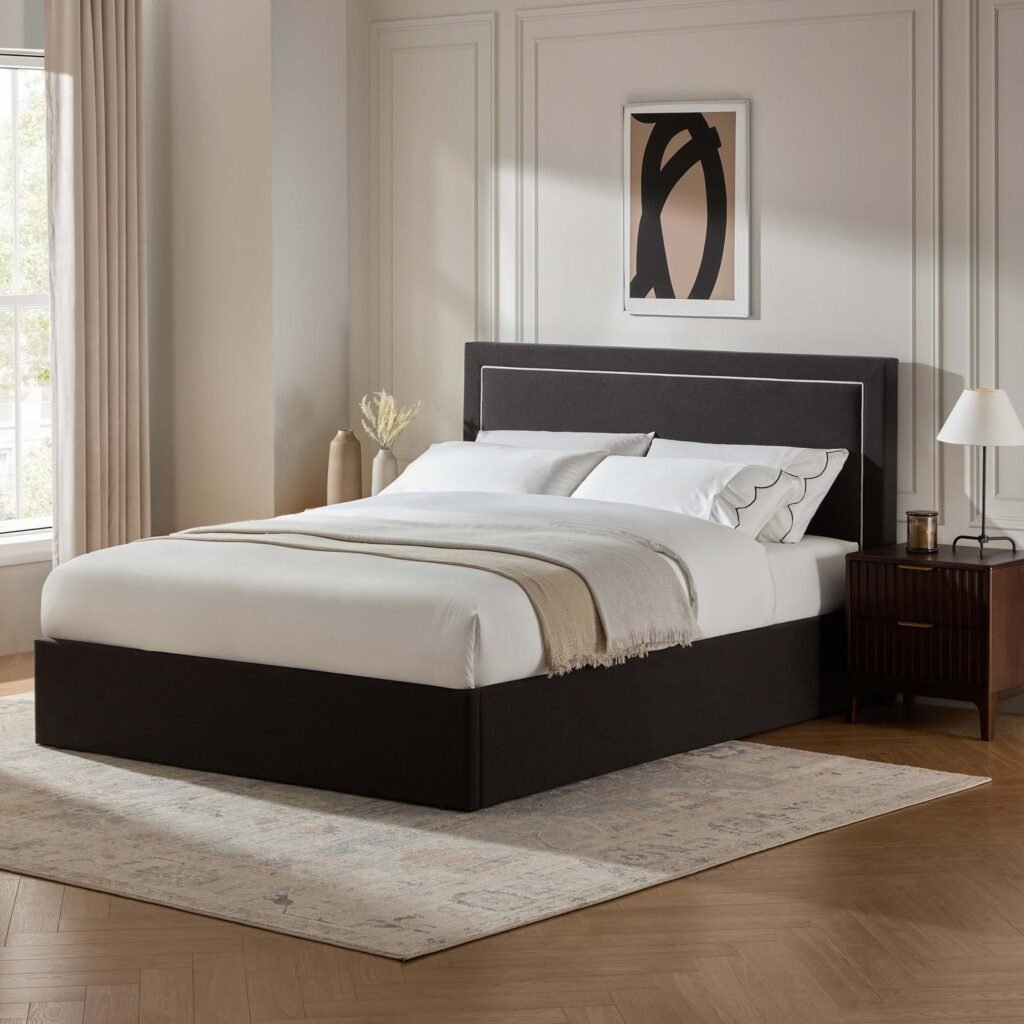 Windsor Ottoman Storage Bed - Black/Natural - Green Lane